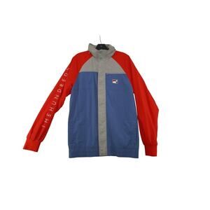 The Hundreds x MLB Inspired Colorblock Windbreaker Jacket Red Blue Gray Size L